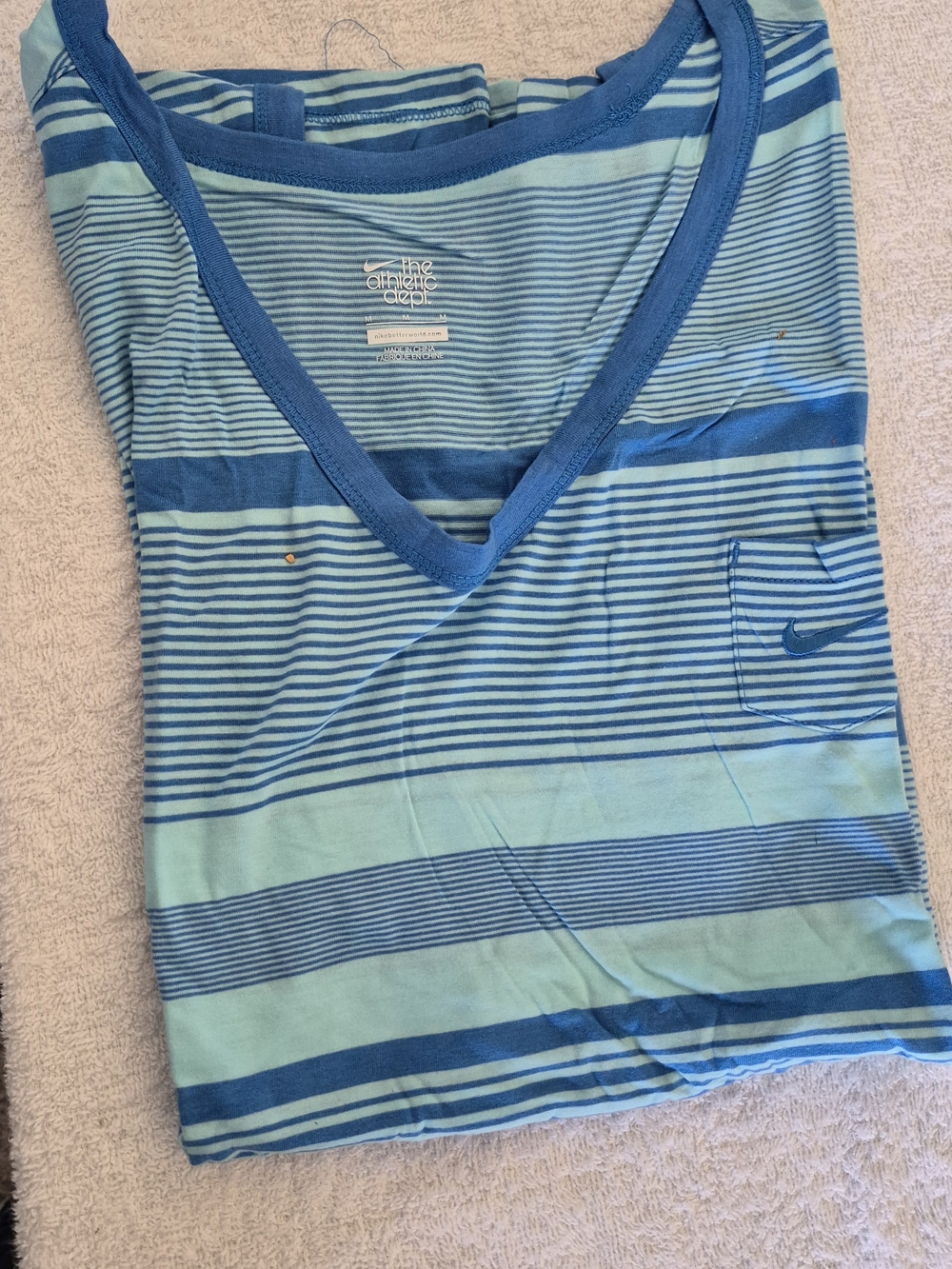 Nike Womens Blue Striped V-Neck All Sports Tank Top Sz M - Picture 7 of 7
